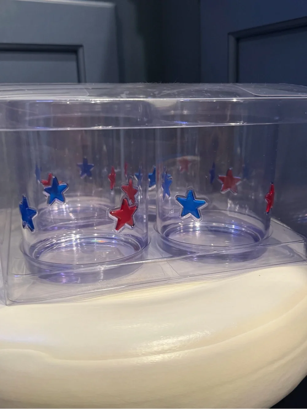 Clear Party Tumblers with Red & Blue Star Accents -